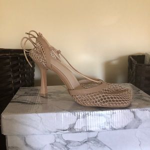 Never worn nude woman’s lace up heels